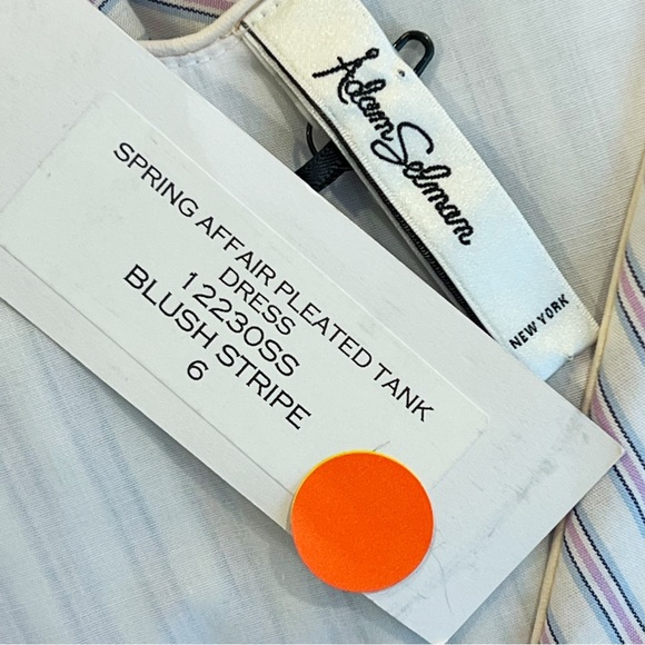 NWT Adam Selman Spring Affair Pleated Tank Dress Blush Striped Midi A-Line Sz 6 - Picture 6 of 7